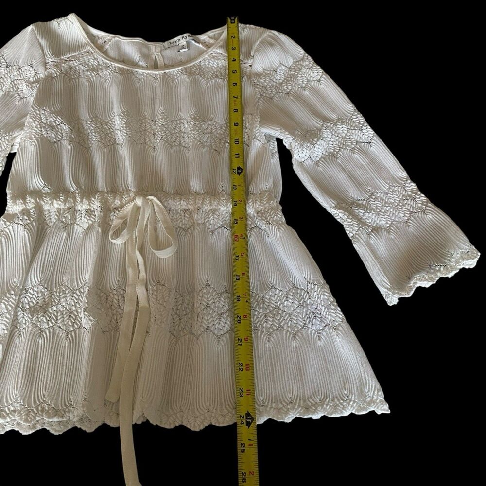 Soft Girl Coquette Lace Top Beach Sz M Fairy Y2K White Vacation Travel Keyhole - Picture 11 of 16
